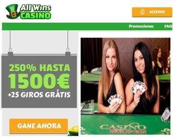 En el casino Allwins un bono fantástico espera a los nuevos abonados, hasta por 1500 euros Allwins casino bono de bienvenida Al registrarse en Casino Allwins, los abonados reciben un estupendo bono de hasta 1500 euros sobre el 250% del monto ingresado. Esto hace que con el primer depósito el jugador tenga muchas más ventajas para poder ganar dinero al hacer apuestas en juegos del casino como blackjack, baccarat, tragaperras, póquer, etc. Además de este bono de bienvenida, se otorgan 25 giros gratis para hacer aún más tiradas en todas las máquinas del casino Allwins. Giros gratis Casino Allwins también tiene premios regulares para sus abonados. Por cada depósito hecho, el jugador recibirá un 20% sobre el monto que haya ingresado al casino. Además, hay un incentivo más: 20 giros gratis para jugar en blackjack, tragaperras, baccarat, keno, videopoquer, etc. De este modo, siempre habrá más dinero promocional y además, más tiradas gratis para poder acumular una buena bolsa al momento de hacer la solicitud de retiro ante el servicio al cliente del casino Allwins. Pero aun hay más promociones para los abonados y nuevos jugadores que lleguen al casino. Giros gratis durante 30 días Pero aun hay mucho más para los jugadores que llegan al casino. Sí, ¡así como se lee! Durante los treinta días subsiguientes al ingreso y primer depósito de dinero hecho en casino Allwins, el jugador recibe cada día cinco oportunidades de ganar: podrá hacer 5 tiradas en los juegos del casino por cortesía de Allwins. De este modo, el Casino Allwins el dinero se multiplica y los jugadores obtienen más dinero y tiradas gratis por su depósito de dinero en el casino.