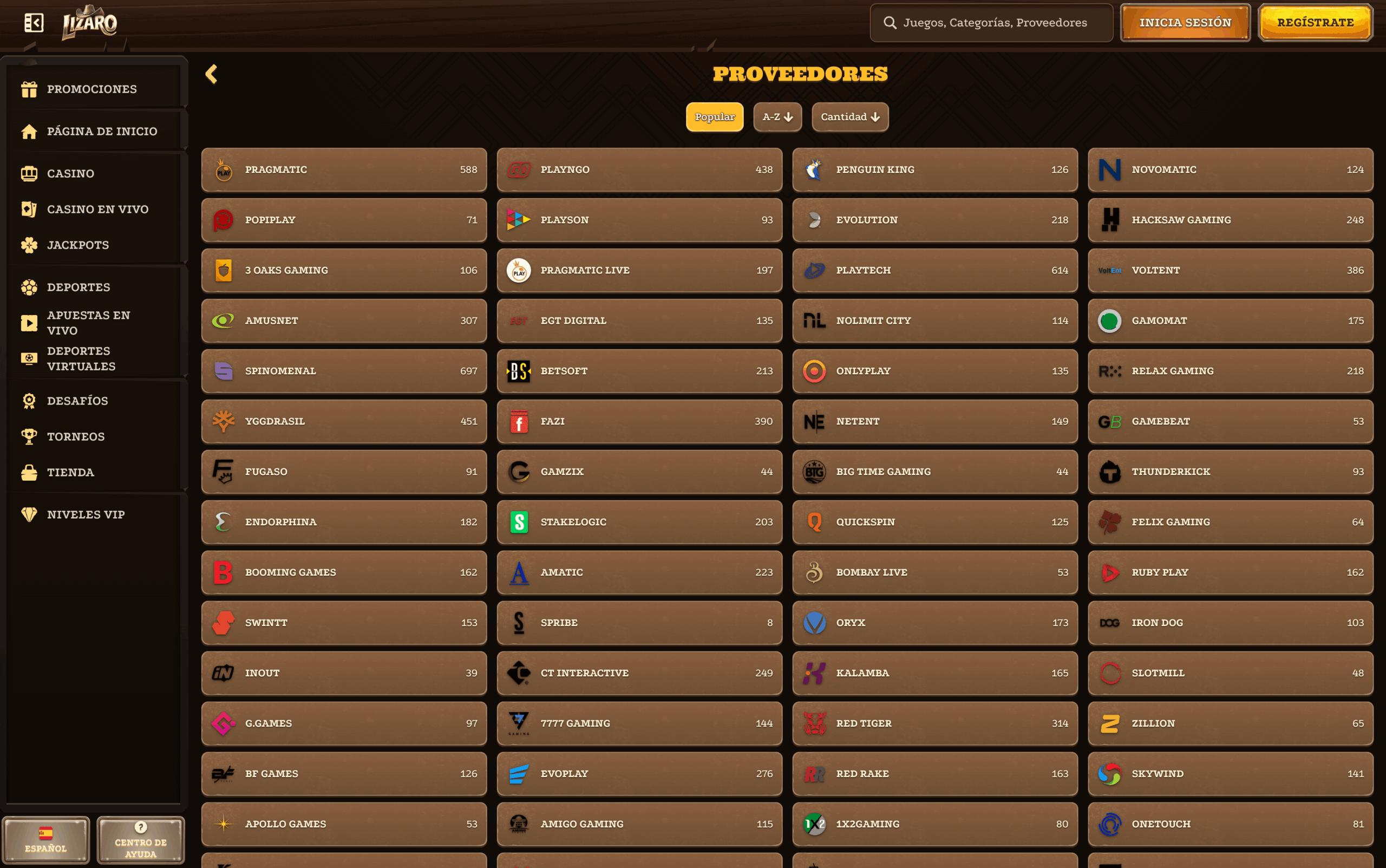 lizaro proveedores juegos